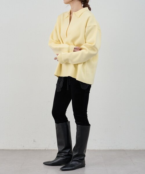 SHENERY(シーナリー)の「スキッパーラガーニット(ニット/セーター・レディース・イエロー/ブラック/オフホワイト・FREE)」の5枚目の写真