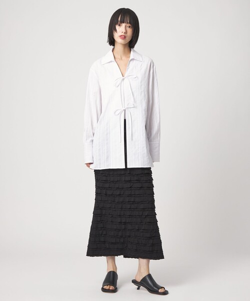 EMMEL REFINES（エメルリファインズ）の「＜EMMEL REFINES＞EM ティアードフリル カット スカート（スカート・レディース・ブラック/ホワイト・FREE）」の3枚目の写真