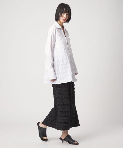 EMMEL REFINES（エメルリファインズ）の「＜EMMEL REFINES＞EM ティアードフリル カット スカート（スカート・レディース・ブラック/ホワイト・FREE）」の4枚目の写真