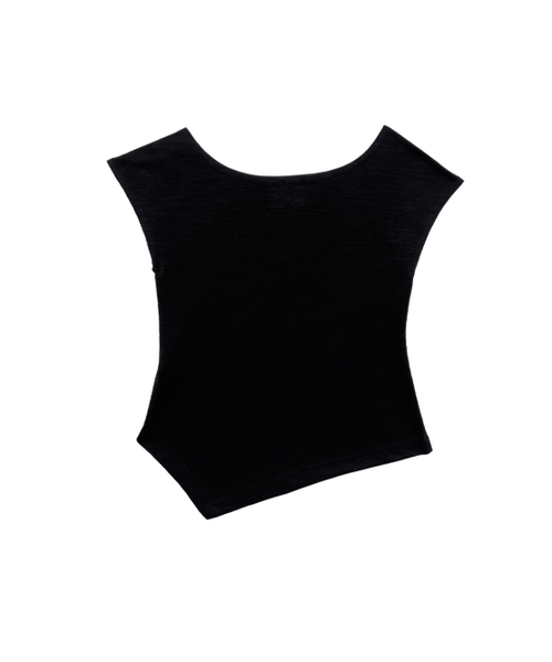 SETSETSET（セットセットセット）の「UNBALANCE SNAP T-SHIRT BLACK（Tシャツ/カットソー・レディース・その他・ONE SIZE）」の2枚目の写真