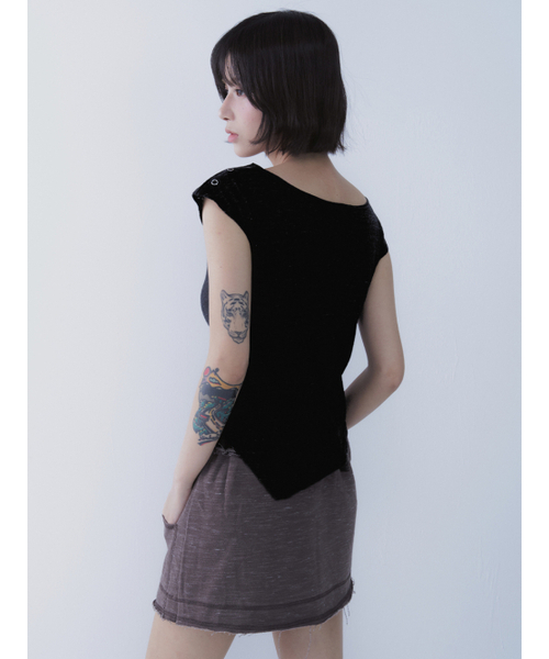 SETSETSET（セットセットセット）の「UNBALANCE SNAP T-SHIRT BLACK（Tシャツ/カットソー・レディース・その他・ONE SIZE）」の7枚目の写真