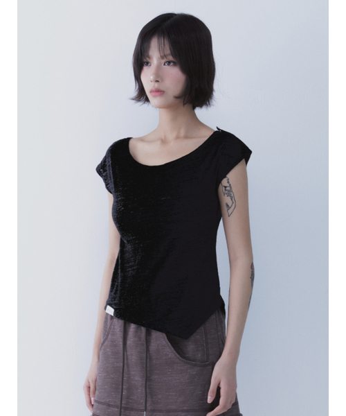 SETSETSET（セットセットセット）の「UNBALANCE SNAP T-SHIRT BLACK（Tシャツ/カットソー・レディース・その他・ONE SIZE）」の10枚目の写真