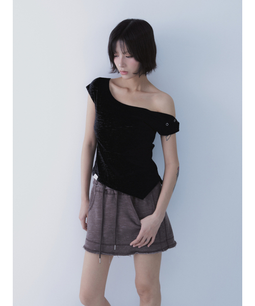 SETSETSET（セットセットセット）の「UNBALANCE SNAP T-SHIRT BLACK（Tシャツ/カットソー・レディース・その他・ONE SIZE）」の12枚目の写真