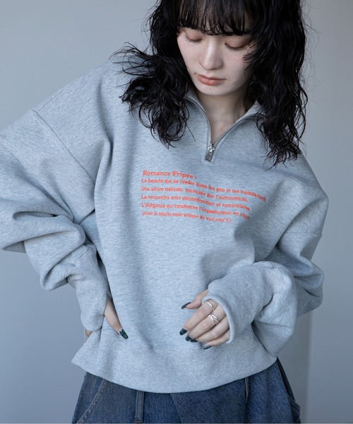 VACANCY(ヴァカンシー)の「ロゴ刺繍ハープジップトレーナー(スウェット・レディース・グレー/ブラック/ホワイト・FREE)」の3枚目の写真