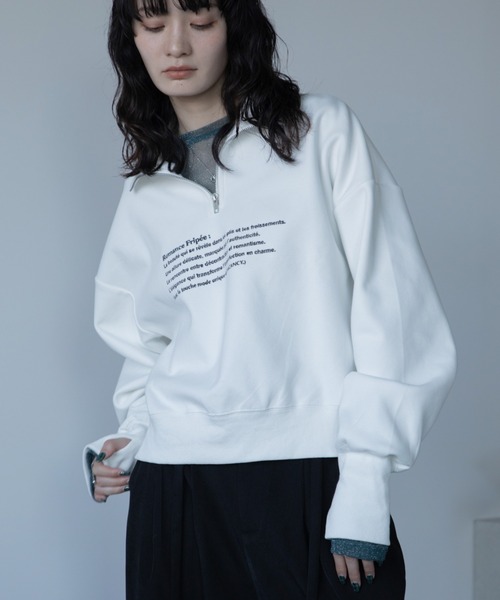 VACANCY(ヴァカンシー)の「ロゴ刺繍ハープジップトレーナー(スウェット・レディース・グレー/ブラック/ホワイト・FREE)」の12枚目の写真