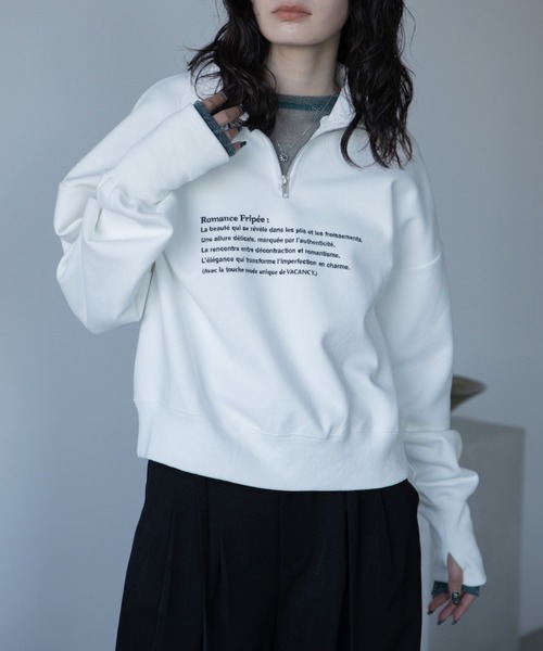 VACANCY(ヴァカンシー)の「ロゴ刺繍ハープジップトレーナー(スウェット・レディース・グレー/ブラック/ホワイト・FREE)」の11枚目の写真