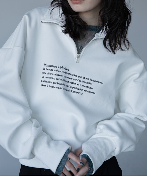 VACANCY(ヴァカンシー)の「ロゴ刺繍ハープジップトレーナー(スウェット・レディース・グレー/ブラック/ホワイト・FREE)」の8枚目の写真