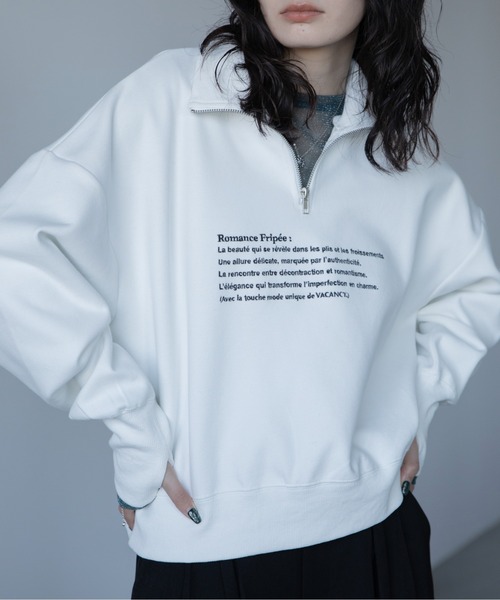 VACANCY(ヴァカンシー)の「ロゴ刺繍ハープジップトレーナー(スウェット・レディース・グレー/ブラック/ホワイト・FREE)」の9枚目の写真