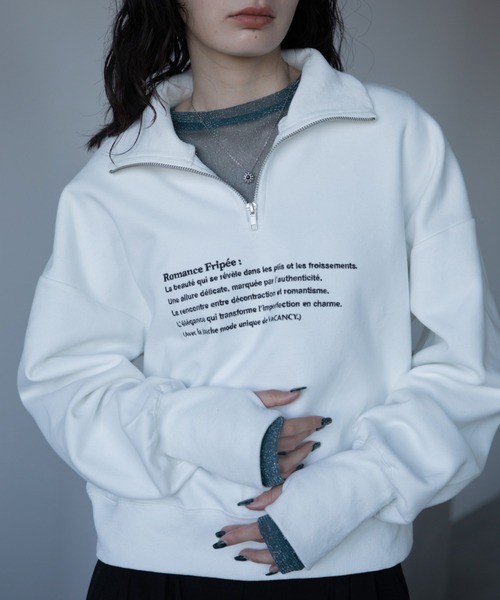 VACANCY(ヴァカンシー)の「ロゴ刺繍ハープジップトレーナー(スウェット・レディース・グレー/ブラック/ホワイト・FREE)」の10枚目の写真