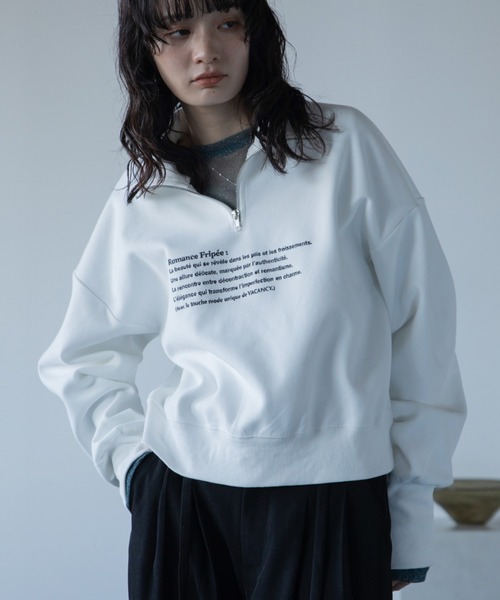 VACANCY(ヴァカンシー)の「ロゴ刺繍ハープジップトレーナー(スウェット・レディース・グレー/ブラック/ホワイト・FREE)」の14枚目の写真