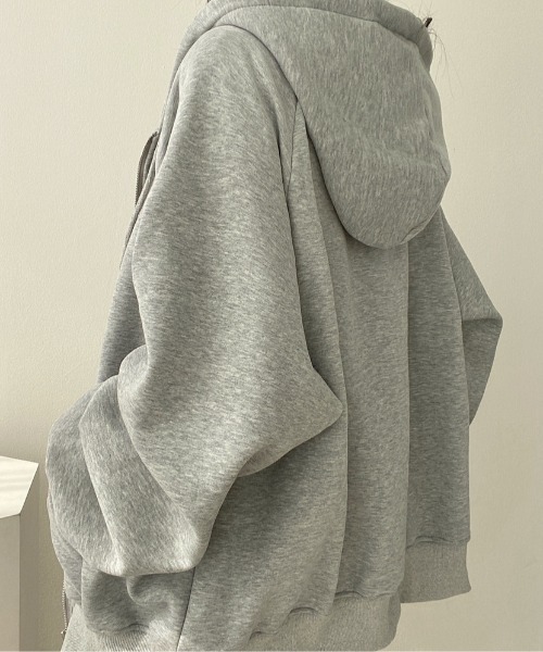 LAC-VERT（ラック・ヴェール）の「オーバーサイズZIPフーディー（パーカー・レディース・ブラック/アイボリー/グレー・FREE）」の8枚目の写真