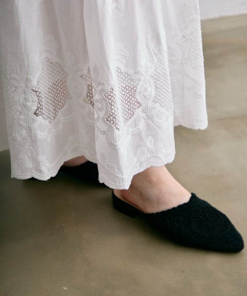 Trish（トリッシュ）の「レース刺繍ティアードロングスカート（スカート・レディース・ホワイト/ブラック・FREE）」の12枚目の写真