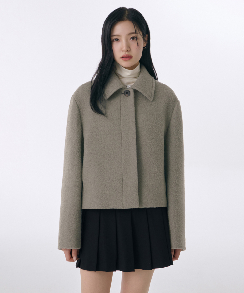MUSINSA STANDARD WOMAN（ムシンサスタンダードウーマン）の「ウィメンズウールブレンドブークルショートマックコート[ライトカーキ]（チェスターコート・レディース・その他・LARGE/MEDIUM/SMALL）」の8枚目の写真