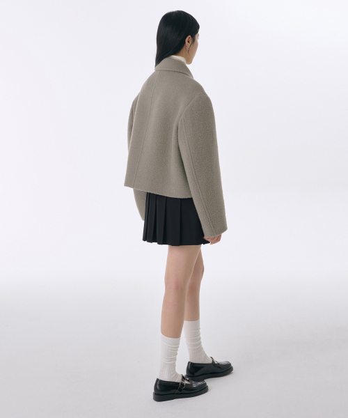 MUSINSA STANDARD WOMAN（ムシンサスタンダードウーマン）の「ウィメンズウールブレンドブークルショートマックコート[ライトカーキ]（チェスターコート・レディース・その他・LARGE/MEDIUM/SMALL）」の7枚目の写真