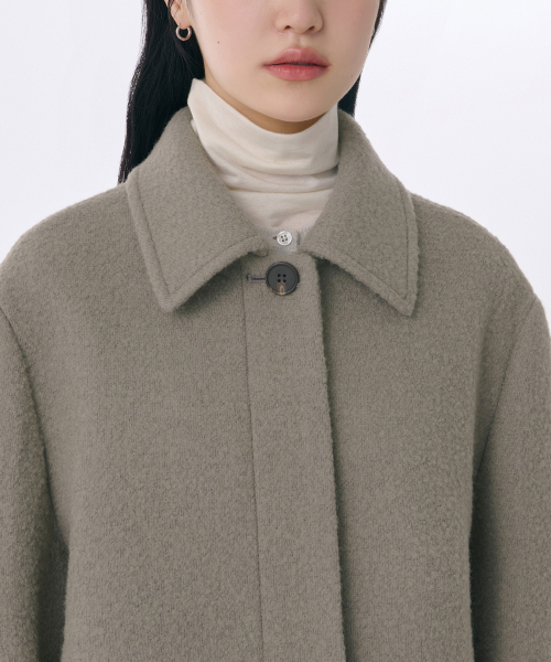MUSINSA STANDARD WOMAN（ムシンサスタンダードウーマン）の「ウィメンズウールブレンドブークルショートマックコート[ライトカーキ]（チェスターコート・レディース・その他・LARGE/MEDIUM/SMALL）」の6枚目の写真