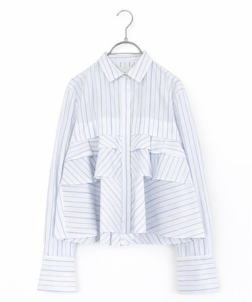Marilyn Moon(マリリンムーン)の「layered raffle blouse(シャツ/ブラウス・レディース・ホワイト/ミント/ホワイト×ブルー/ホワイト×ブラック・FREE)」の2枚目の写真