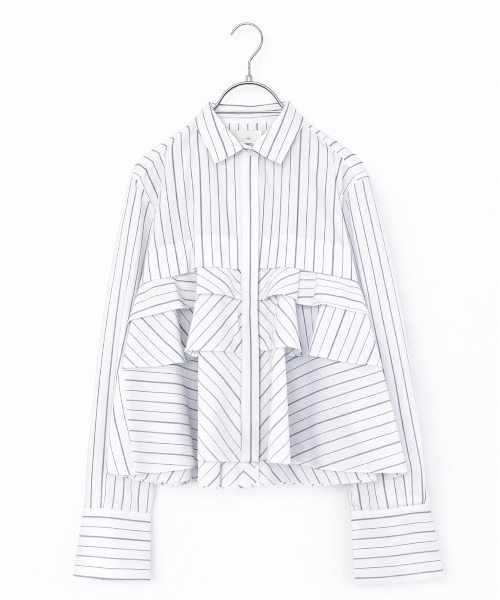 Marilyn Moon(マリリンムーン)の「layered raffle blouse(シャツ/ブラウス・レディース・ホワイト/ミント/ホワイト×ブルー/ホワイト×ブラック・FREE)」の3枚目の写真