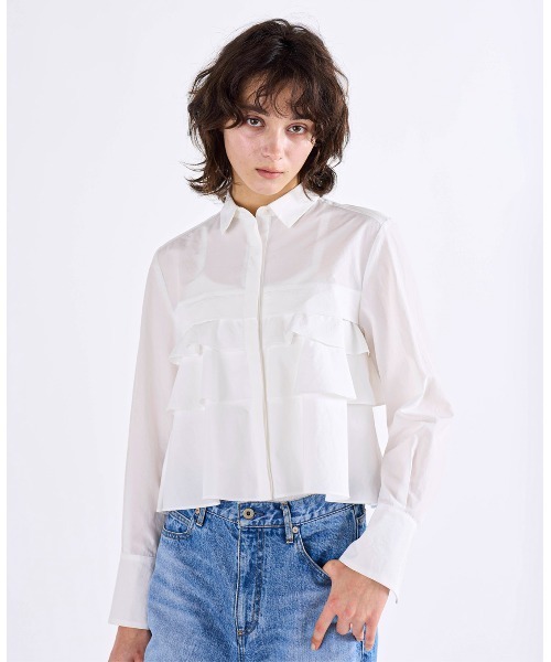 Marilyn Moon(マリリンムーン)の「layered raffle blouse(シャツ/ブラウス・レディース・ホワイト/ミント/ホワイト×ブルー/ホワイト×ブラック・FREE)」の5枚目の写真