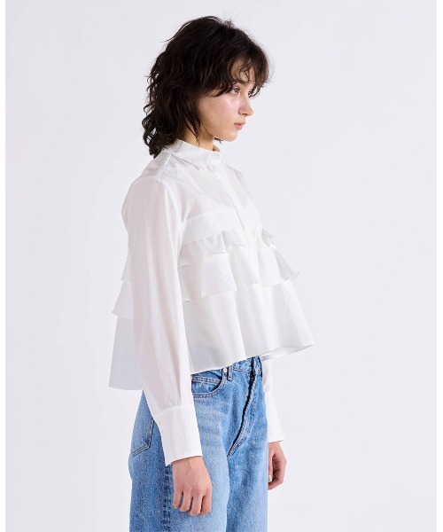Marilyn Moon(マリリンムーン)の「layered raffle blouse(シャツ/ブラウス・レディース・ホワイト/ミント/ホワイト×ブルー/ホワイト×ブラック・FREE)」の6枚目の写真