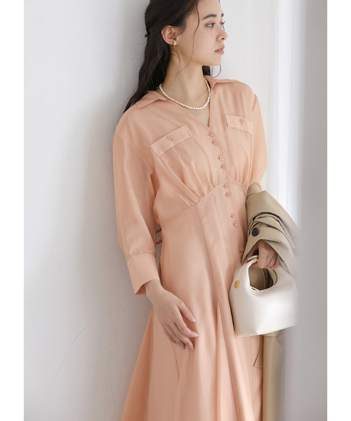 La TOTALITE（ラトータリテ）の「【洗える】ポケットシャツワンピース（ワンピース・レディース・ブラック/ベージュ/オレンジ・36/38）」の9枚目の写真