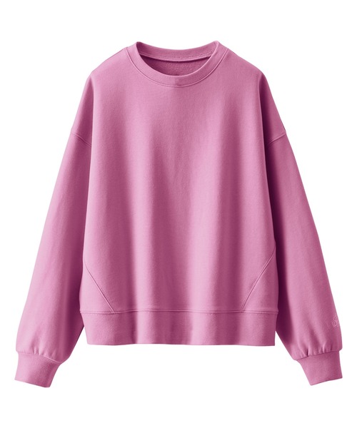 BELLUNA PLUS(ベルーナ)の「袖ワンポイント刺しゅう裏毛プルオーバー(Tシャツ/カットソー・レディース・エメラルド/ブラック/イエロー/オートミール/ピンク・MEDIUM/LARGE/X-LARGE)」の1枚目の写真