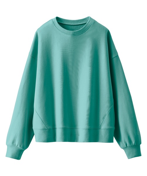 BELLUNA PLUS(ベルーナ)の「袖ワンポイント刺しゅう裏毛プルオーバー(Tシャツ/カットソー・レディース・エメラルド/ブラック/イエロー/オートミール/ピンク・MEDIUM/LARGE/X-LARGE)」の4枚目の写真
