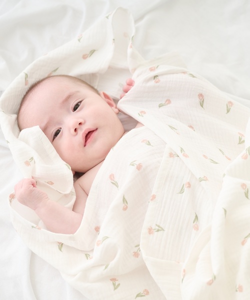 petit main（プティマイン）の「ガーゼおくるみ（おくるみ・キッズ・カラフル/グリーン/ピンク/ベージュ・F）」の9枚目の写真