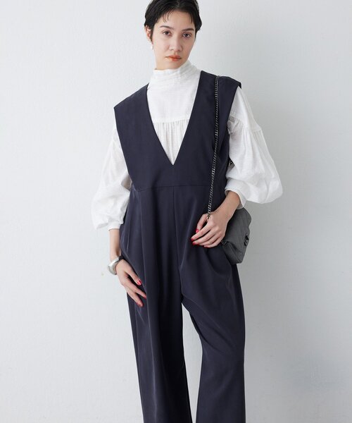 THE PAUSE（ザ ポーズ）の「【THE PAUSE】ドレープジャンプスーツ（つなぎ/オールインワン・レディース・ブラック/ベージュ・FREE）」の4枚目の写真