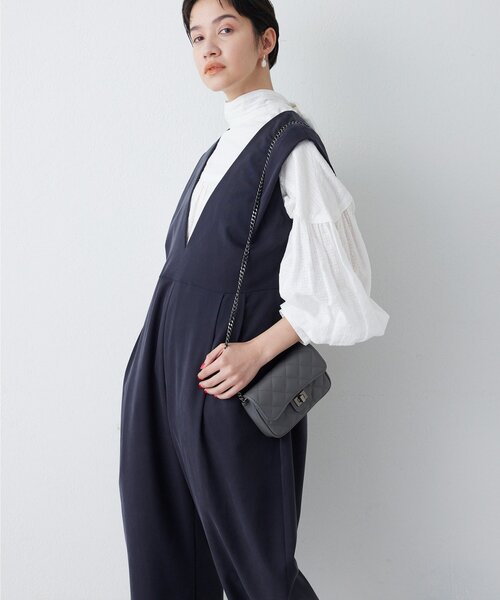 THE PAUSE（ザ ポーズ）の「【THE PAUSE】ドレープジャンプスーツ（つなぎ/オールインワン・レディース・ブラック/ベージュ・FREE）」の5枚目の写真