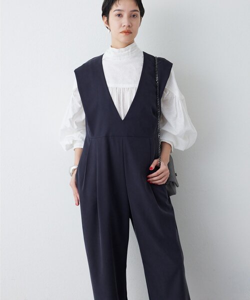 THE PAUSE（ザ ポーズ）の「【THE PAUSE】ドレープジャンプスーツ（つなぎ/オールインワン・レディース・ブラック/ベージュ・FREE）」の3枚目の写真