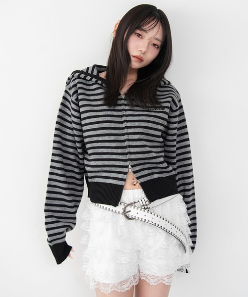 WEGO（ウィゴー）の「WEGO/【26年春新作】総柄ジャガードニットZIPパーカー（パーカー・レディース・その他1/その他2・FREE）」の2枚目の写真