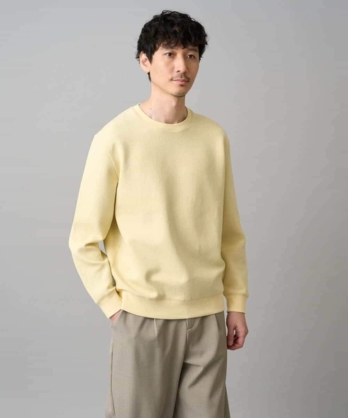 a.v.v（アーヴェヴェ）の「【イージーケア/洗濯機で洗える/毛玉になりにくい/ストレッチ】サッカーダンボールプルオーバー（Tシャツ/カットソー・メンズ・ライトグレー/ダークインディゴブルー/クリーム・48/50/46）」の3枚目の写真