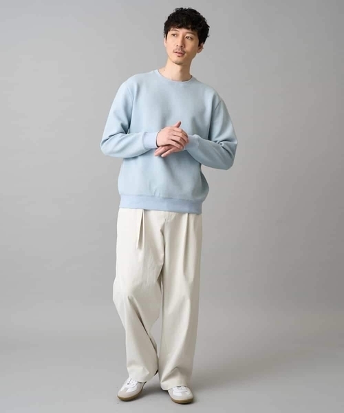 a.v.v（アーヴェヴェ）の「【イージーケア/洗濯機で洗える/毛玉になりにくい/ストレッチ】サッカーダンボールプルオーバー（Tシャツ/カットソー・メンズ・ライトグレー/ダークインディゴブルー/クリーム・48/50/46）」の12枚目の写真