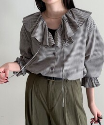 fredy emue | チェックフリルカラーブラウス(シャツ/ブラウス)