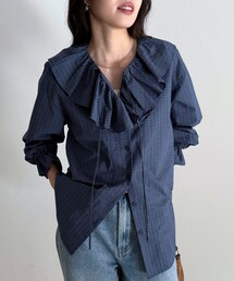 fredy emue | チェックフリルカラーブラウス(シャツ/ブラウス)