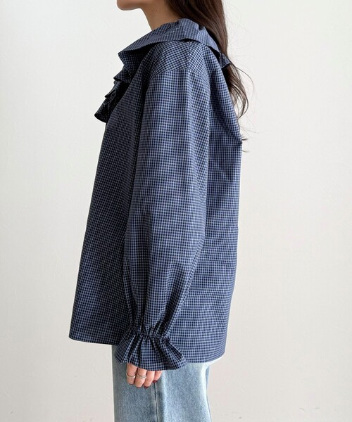 fredy emue（フレディエミュ）の「チェックフリルカラーブラウス（シャツ/ブラウス・レディース・ブルー系その他/ブラック系その他・38）」の12枚目の写真