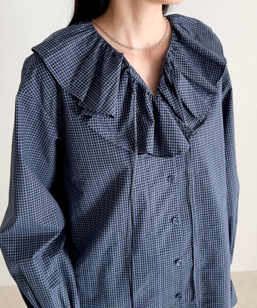 fredy emue（フレディエミュ）の「チェックフリルカラーブラウス（シャツ/ブラウス・レディース・ブルー系その他/ブラック系その他・38）」の14枚目の写真
