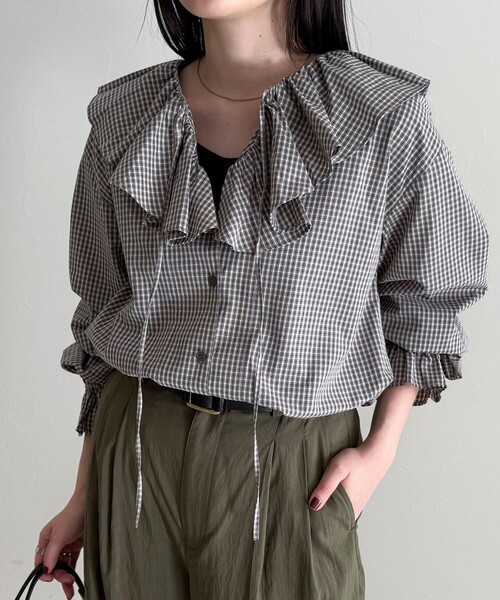 fredy emue（フレディエミュ）の「チェックフリルカラーブラウス（シャツ/ブラウス・レディース・ブルー系その他/ブラック系その他・38）」の21枚目の写真