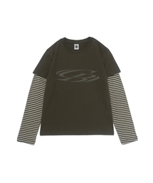 ヴィンテージサークルレイヤード長袖Tシャツ(カーキ)