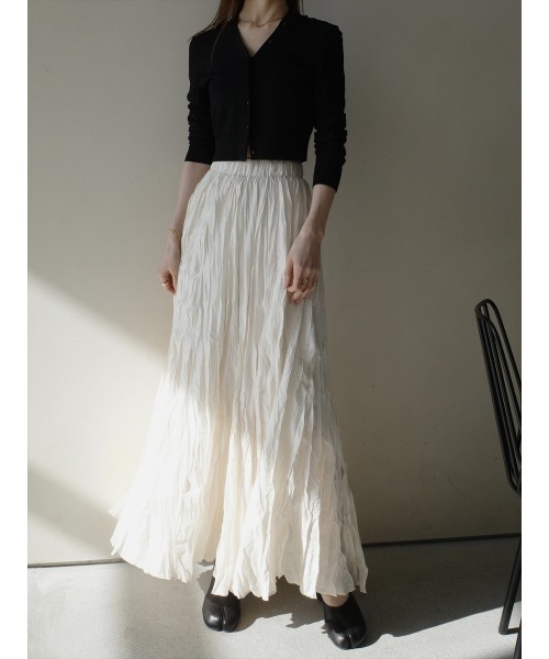 amel（エイメル）の「【RE ARRIVAL】ワッシャーボリュームロングスカート / アイボリー（スカート・レディース・アイボリー・FREE）」の5枚目の写真