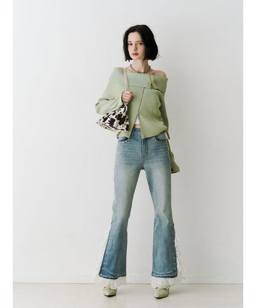 jouetie（ジュエティ）の「ハトメポインテッドパンプス（パンプス・レディース・グリーン/ブラック・LARGE/MEDIUM）」の7枚目の写真