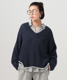 BAYFLOW | [春まで着られる]カラーヘムVネックニットプルオーバー(ニット/セーター)