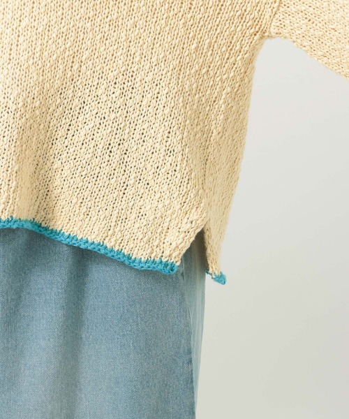 BAYFLOW（ベイフロー）の「[春まで着られる]カラーヘムVネックニットプルオーバー（ニット/セーター・レディース・ネイビー/グレイッシュベージュ/オフホワイト・FREE）」の18枚目の写真