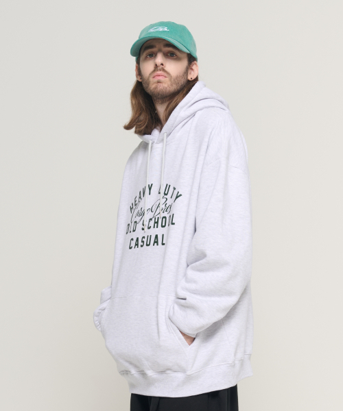 CARGOBROS(カーゴブロス)の「オールドスクールのロゴオーバーフィットフードTシャツ(ライトグレー)(パーカー・メンズ・その他・SMALL/MEDIUM/LARGE/X-LARGE/S-M/M-L/L-XL/XL-XXL)」の3枚目の写真