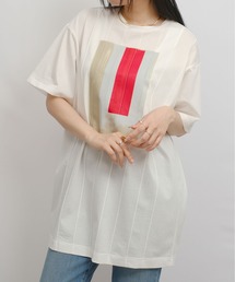 プリーツプリントチュニックT