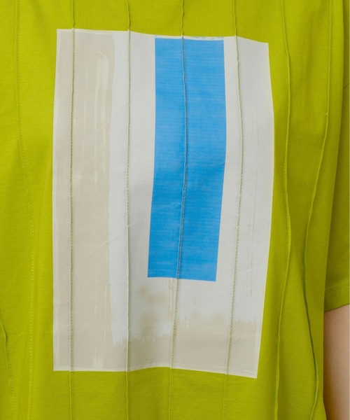 palm RICHE(ポームリシュ)の「プリーツプリントチュニックT(Tシャツ/カットソー・レディース・アイボリー/ブラック/イエロー×グリーン・M)」の17枚目の写真