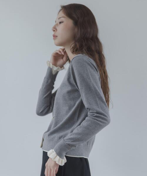 URBAN RESEARCH Sonny Label(アーバンリサーチサニーレーベル)の「配色フリルニットカーディガン(カーディガン/ボレロ・レディース・ブラウン/ネイビー/グレー・FREE)」の20枚目の写真