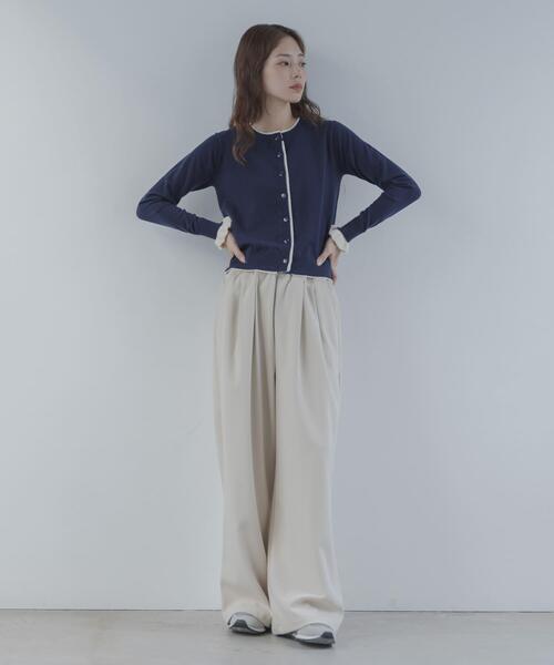 URBAN RESEARCH Sonny Label(アーバンリサーチサニーレーベル)の「配色フリルニットカーディガン(カーディガン/ボレロ・レディース・ブラウン/ネイビー/グレー・FREE)」の5枚目の写真