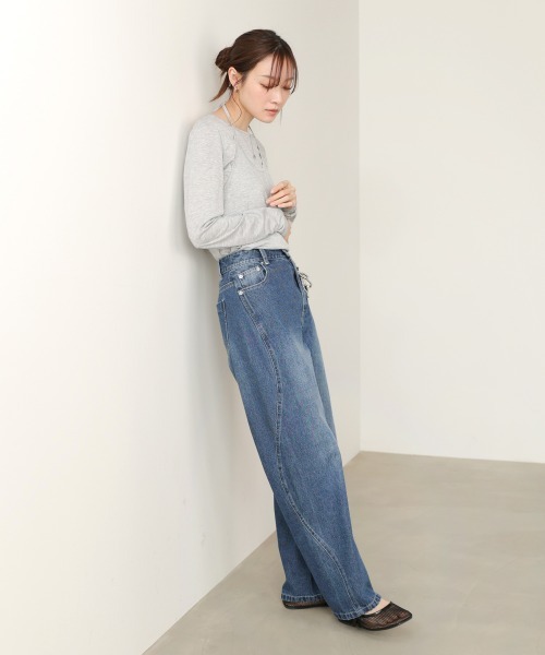 Bab(バブ)の「【選べるサイズ展開】ウェーブラインデニムパンツ(デニムパンツ・レディース・インディゴブルー/ライトブルー・L/M/S)」の13枚目の写真