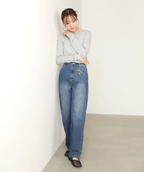 Bab(バブ)の「【選べるサイズ展開】ウェーブラインデニムパンツ(デニムパンツ・レディース・インディゴブルー/ライトブルー・L/M/S)」の15枚目の写真